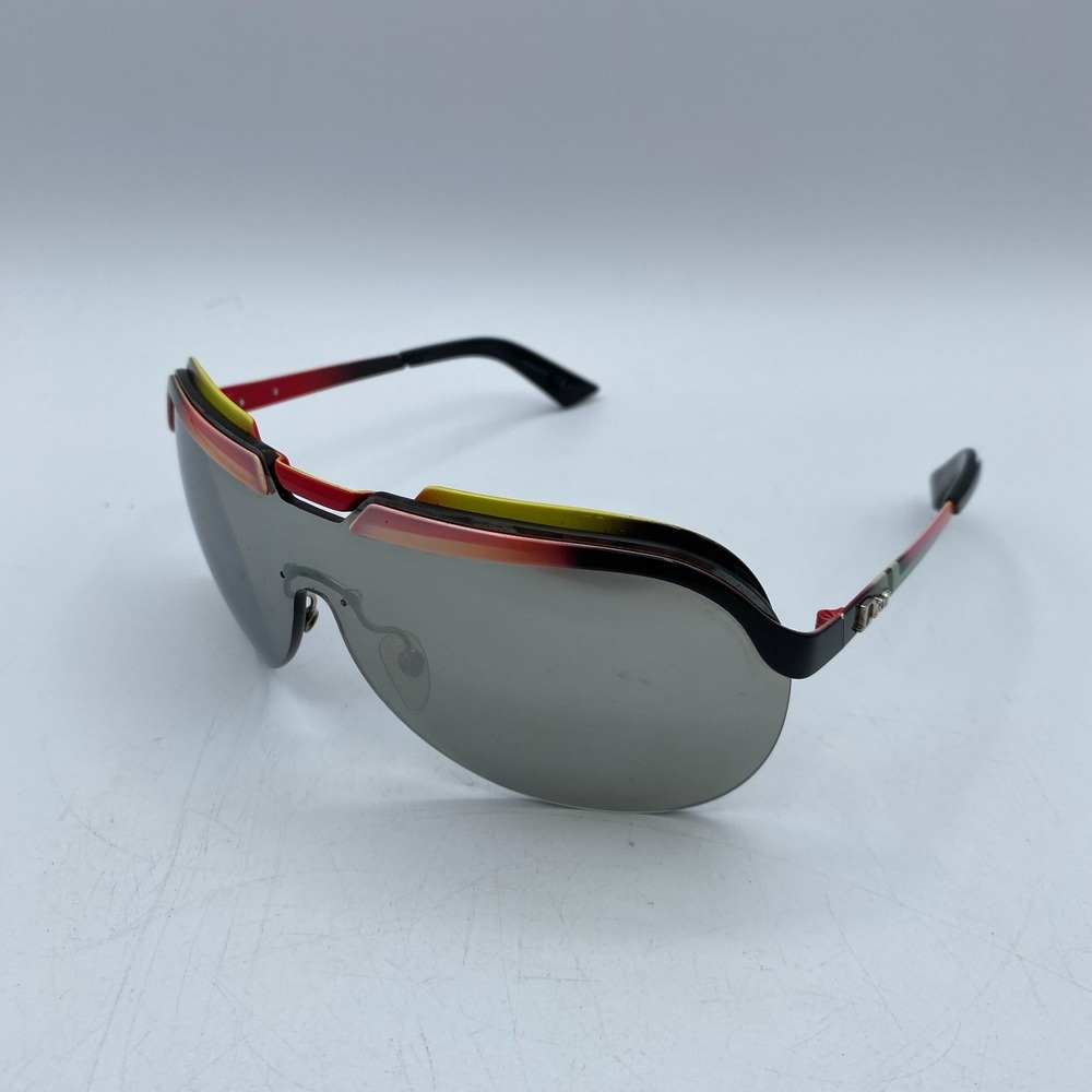 Christian Dior Shield Visor Sunglasses Mirrored Lens Red Yellow Silver
